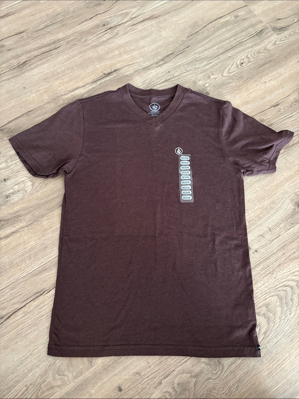 Volcom Men’s V-Neck Short Sleeve Tee - Brown